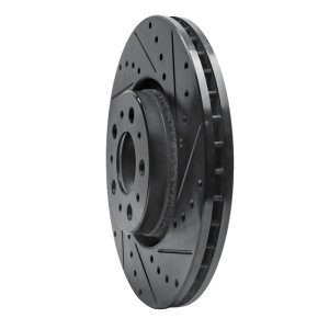 Volvo XC90 Brake Rotor (1) - Front Right - R1 Concepts - Drilled & Slotted - Black - `03-`09